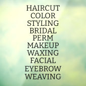 Aangepaste kapsalon spa lijst van diensten groot raamsticker (Vel 3)