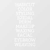 Aangepaste Kapsalon Spa Lijst van Diensten Groot W Raamsticker (Vel)