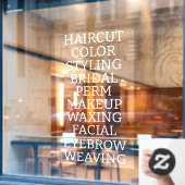 Aangepaste kapsalon spa lijst van diensten Grote W Raamsticker (Cafe Raam)