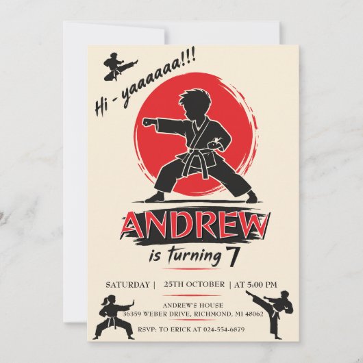 Aangepaste karate verjaardag Warrior  Kaart (Voorkant)
