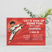 Aangepaste Karate Verjaardagsfeest Uitnodiging (Staand voorkant)