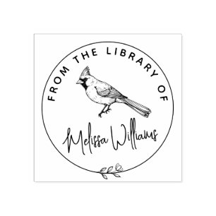 Aangepaste kardinaal ex libris uit het bibliotheek rubberstempel