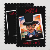 Aangepaste karikatuur met Tophat in Venetië 60e Kaart (Voorkant / Achterkant)