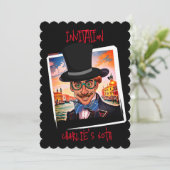 Aangepaste karikatuur met Tophat in Venetië 60e Kaart (Staand voorkant)