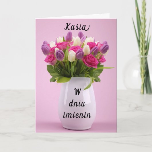 Aangepaste Kasia Poolse naadkaart Feestdagen Kaart (Voorkant)