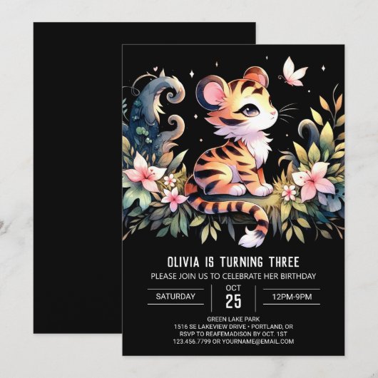 Aangepaste Kasteel Tijger Verjaardag Kaart (Voorkant / Achterkant)