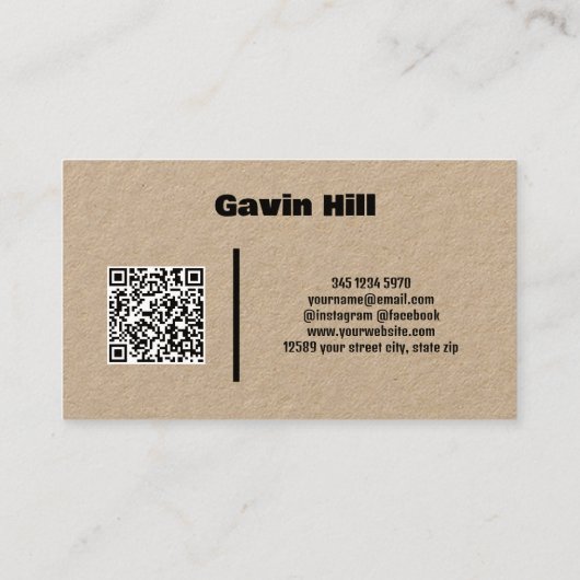 Aangepaste kasten QR Kraft Visitekaartje (Achterkant)