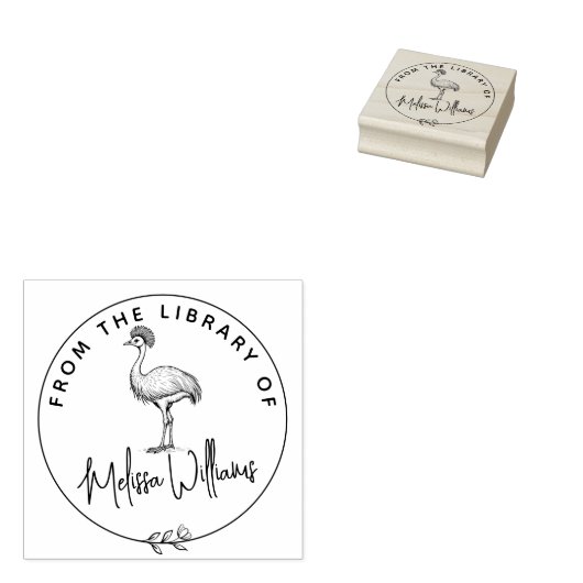Aangepaste kasuaris ex libris uit het bibliotheekb rubberstempel (Gestempeld)