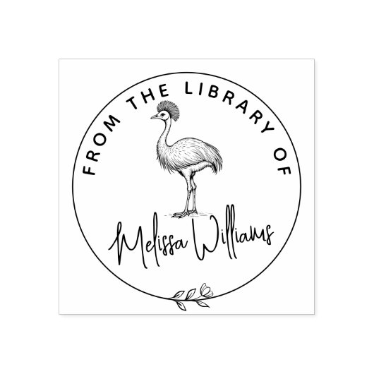 Aangepaste kasuaris ex libris uit het bibliotheekb rubberstempel (Afrduk)