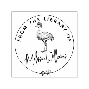 Aangepaste kasuaris ex libris uit het bibliotheekb  zelfinktende stempel