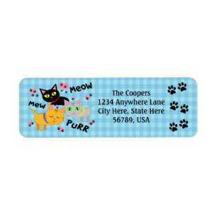 Aangepaste Kat Art Return-adreslabels Etiket