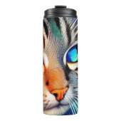 Aangepaste kat Blauwe Oceaan Golf Aangepast Thermosbeker (Voorkant)