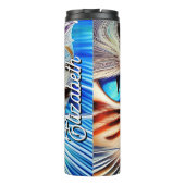 Aangepaste kat Blauwe Oceaan Golf Aangepast Thermosbeker (Achterkant)