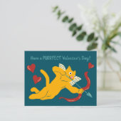 Aangepaste kat Cupido Valentijnsdag Briefkaart (Staand voorkant)