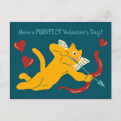 Aangepaste kat Cupido Valentijnsdag Briefkaart (Voorkant)