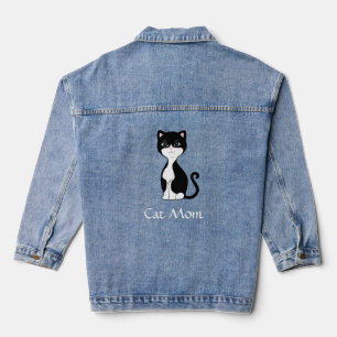 Aangepaste kat en bewerkbare tekst denim jacket