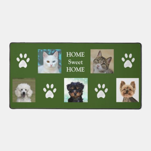 Aangepaste kat en hond foto's op bos groen bureaumat (Voorkant)