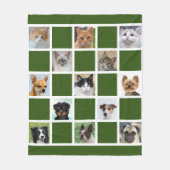 Aangepaste kat en hond foto's op bos groen fleece deken (Voorkant)