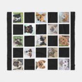 Aangepaste kat en hond foto's op zwart fleece deken (Voorkant (Horizontaal))