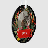 Aangepaste kat foto kat naam gepersonaliseerde kat ornament (voorkant)