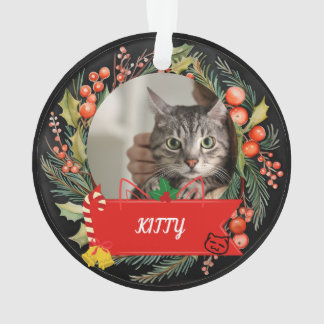 Aangepaste kat foto kat naam gepersonaliseerde kat ornament