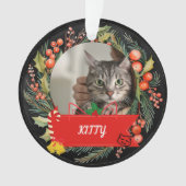 Aangepaste kat foto kat naam gepersonaliseerde kat ornament (voorkant)