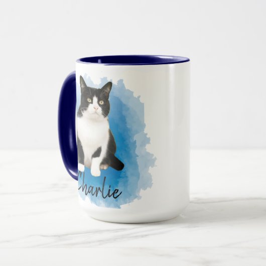 Aangepaste kat foto naam Kat liefhebbers eigenaar  Mok (Voorkant links)