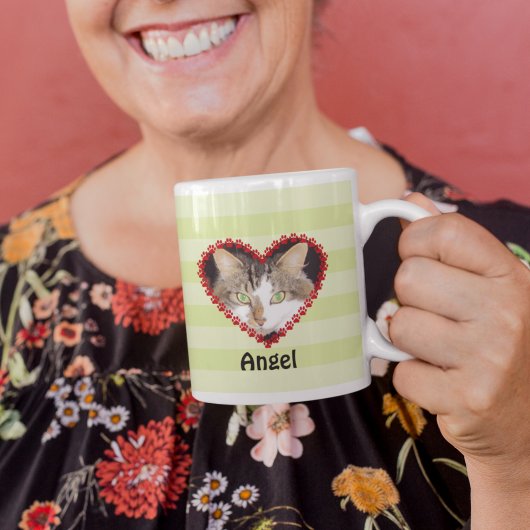 Aangepaste kat foto poot prints memorial koffiemok
