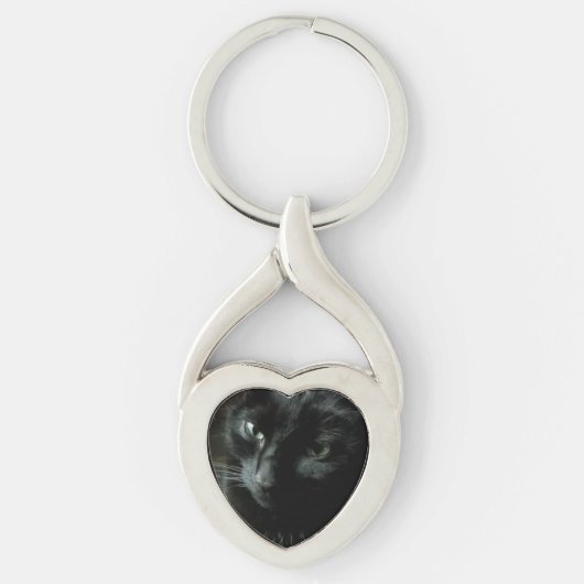 Aangepaste kat foto Schattigee hart vormige Sleute Sleutelhanger (Voorkant)