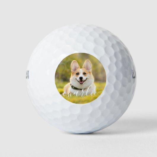 Aangepaste kat, hond, & huisdier foto met naam golfballen (Voorkant)