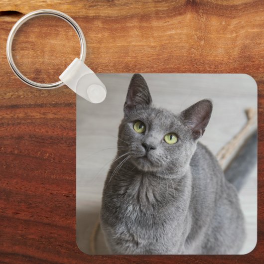 Aangepaste kat huisdier foto sleutelhanger (Voorkant)
