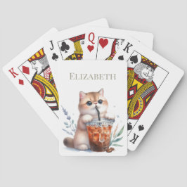 Aangepaste Kat & Koffie gepersonaliseerd Pokerkaarten