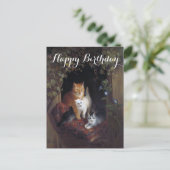 Aangepaste kat met katjes gefeliciteerd verjaardag briefkaart (Staand voorkant)