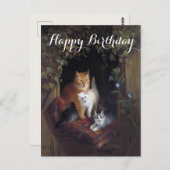 Aangepaste kat met katjes gefeliciteerd verjaardag briefkaart (Voorkant / Achterkant)