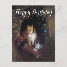 Aangepaste kat met kittens Gefeliciteerd verjaarda Briefkaart