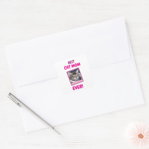 AANGEPASTE KAT MOEDER MA EVER HUISDIER LIEFDE MOED VIERKANTE STICKER