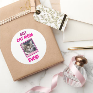 AANGEPASTE KAT MOEDER MOM EVER HUISDIER LIEFDE MOE RONDE STICKER