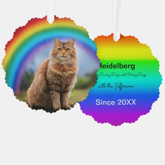 Aangepaste kat op regenboog ornament kaart (Voorkant / Achterkant)