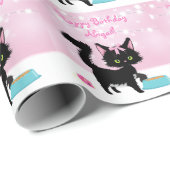 Aangepaste kat roze en wit meisje cadeaupapier (Rol Hoek)