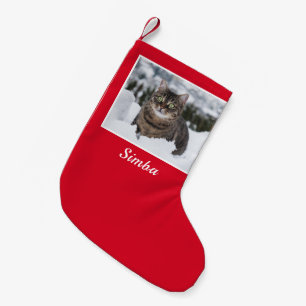 Aangepaste katfoto aangepast kleine kerstsok