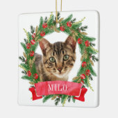 Aangepaste katfoto keramisch ornament (Links)