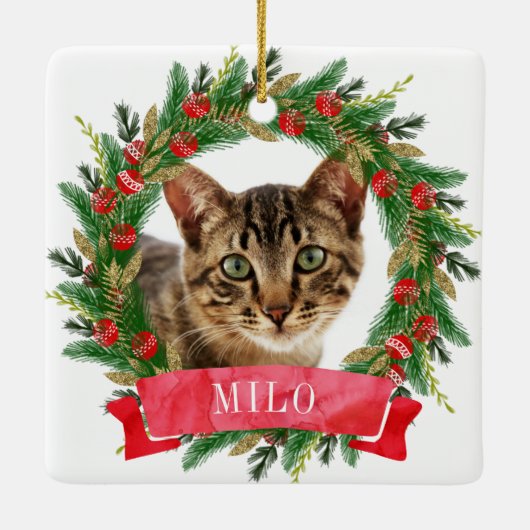 Aangepaste katfoto keramisch ornament (Achterkant)