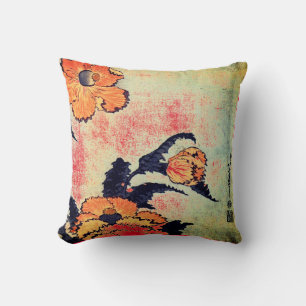 AANGEPASTE KATOENEN KUSSEN JAPANS POPPY PRINT