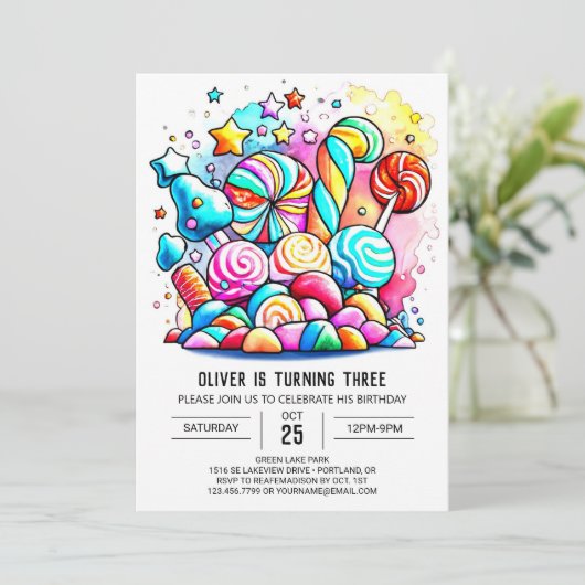 Aangepaste katoenen Snoep Verjaardag Kaart (Staand voorkant)