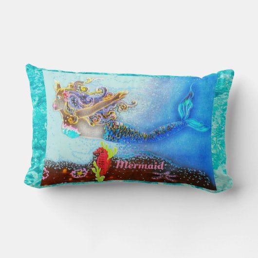 Aangepaste katoenPillow Mermaid Pastel Ocean Kussen (Achterkant)