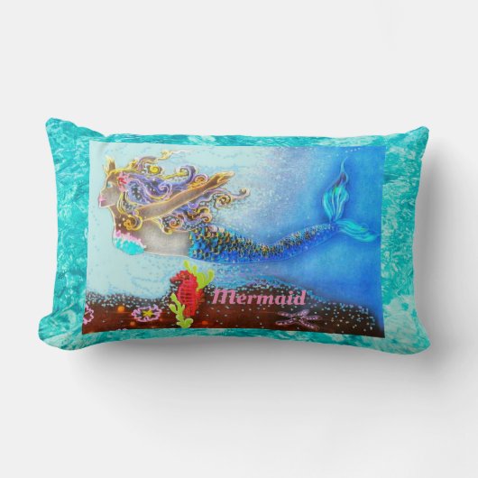 Aangepaste katoenPillow Mermaid Pastel Ocean Kussen (Voorkant)