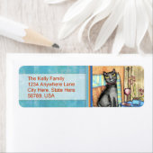 Aangepaste katten retourneren adreslabels etiket (Insitu)