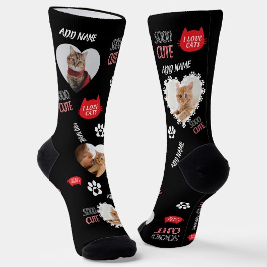Aangepaste katten sokken met foto voor huisdier li (Gebogen)