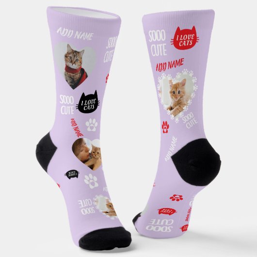 Aangepaste katten sokken met foto voor huisdier li (Gebogen)