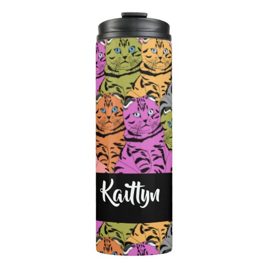 Aangepaste katten voor stripe thermosbeker (Voorkant)